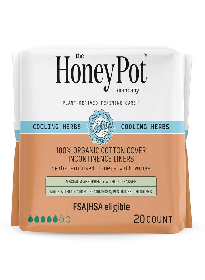 The Honey Pot Company - Herbal Panty Liners for Women - Organic Incontinence w/Wings - Infused w/Essential Oils for Cooling Effect - Postpartum Essentials - Feminine Care - 20ct - Image 1